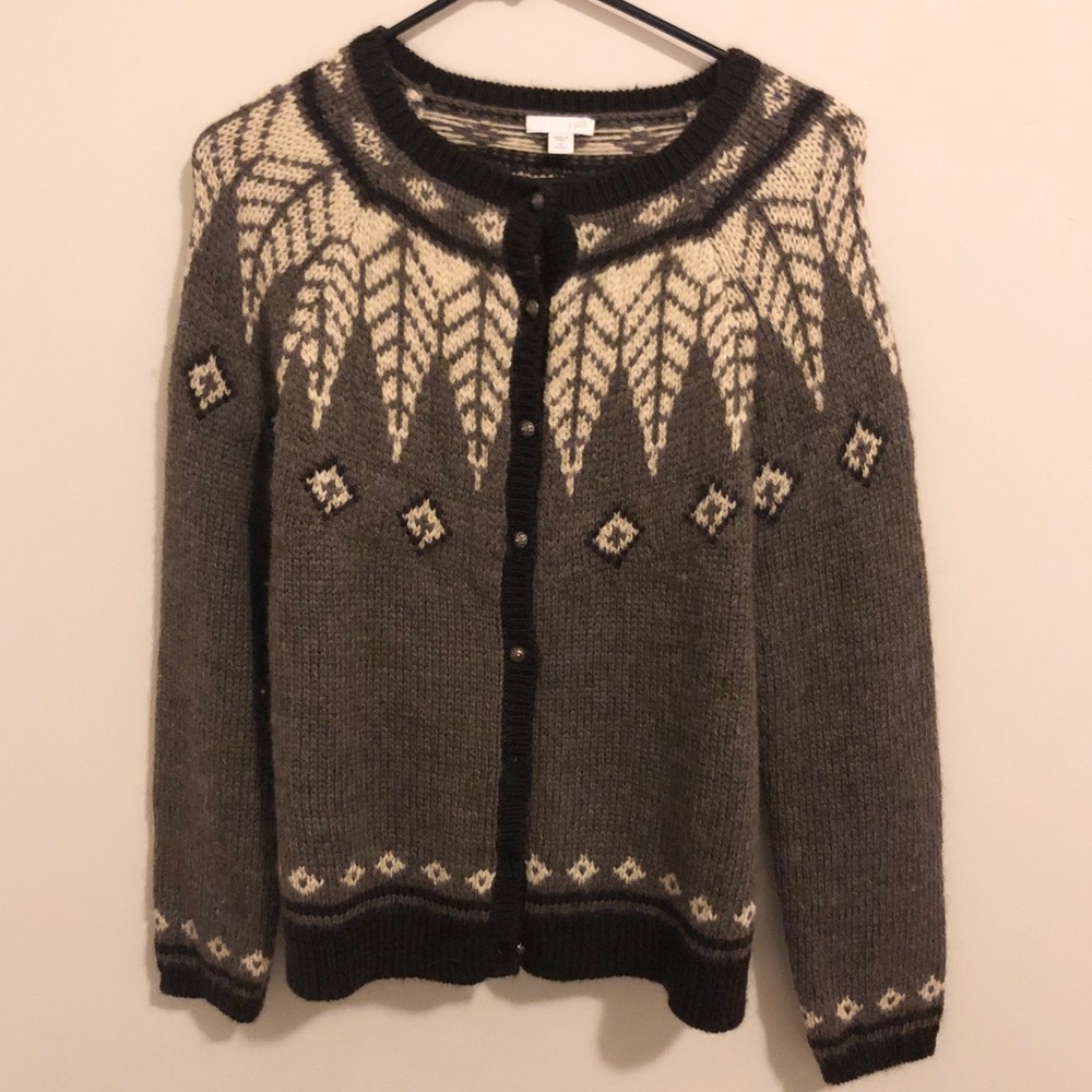 J. jill Fair Island Sweater- spectacular button!